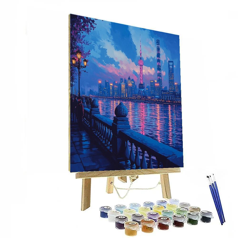 Shanghai Pudong Skyline From Bund China Painting by numbers kit