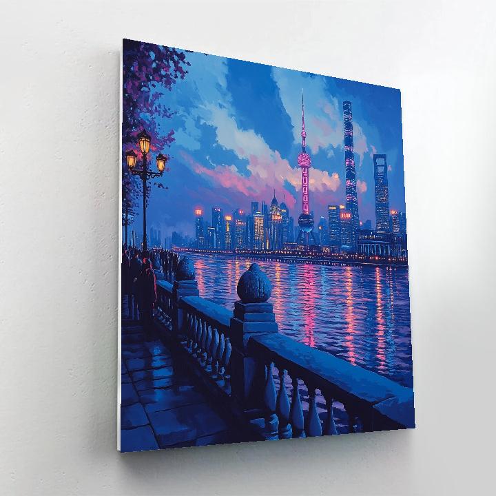 Shanghai Pudong Skyline From Bund China Painting by numbers kit