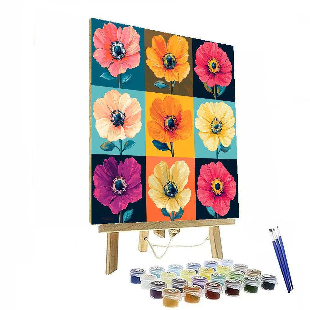 Andy Warhol Inspired Pop Flowers paint by color