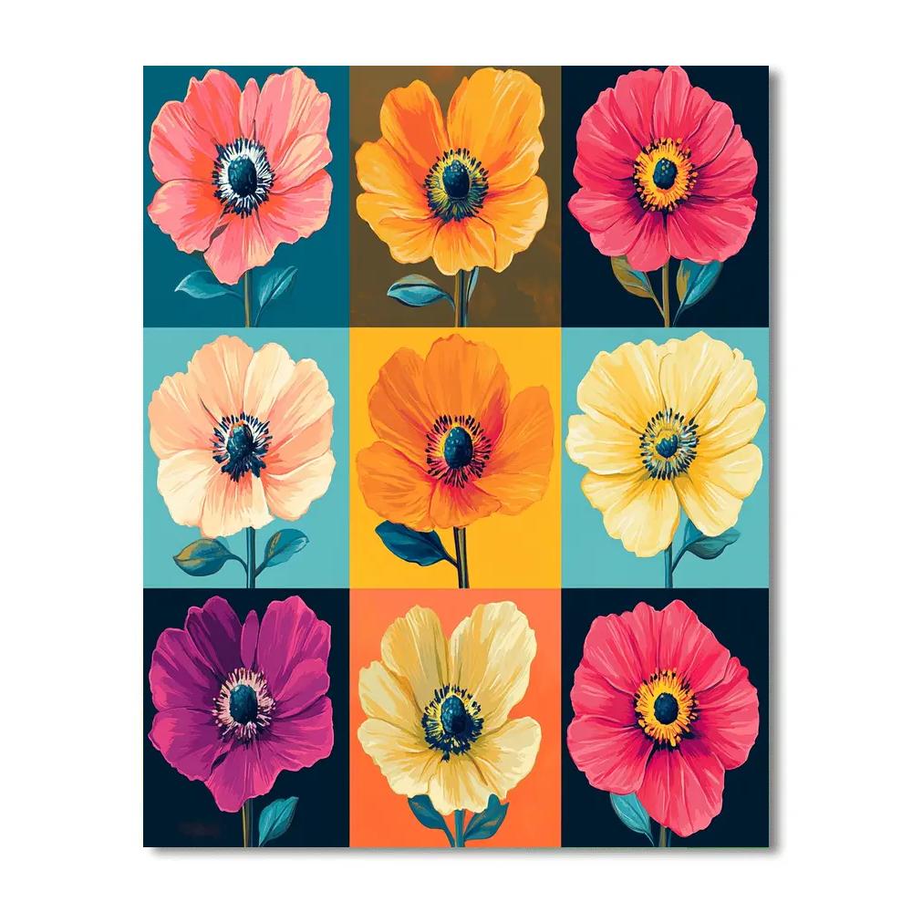 Andy Warhol Inspired Pop Flowers paint by color