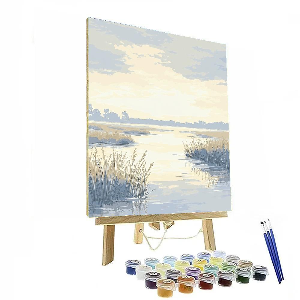 Claude Monet Inspired Hazy Horizon Over Sunlit Wetlands Paint by numbers art