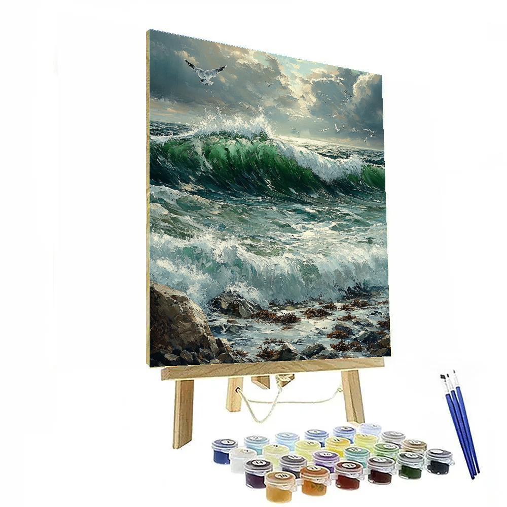 Gustave Courbet Inspired Ocean Breakers Numbered painting kits