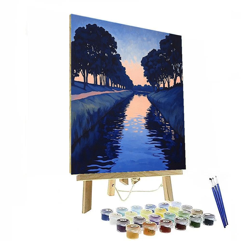 Claude Monet Inspired Blue Hour Reflections On Canal paint by number