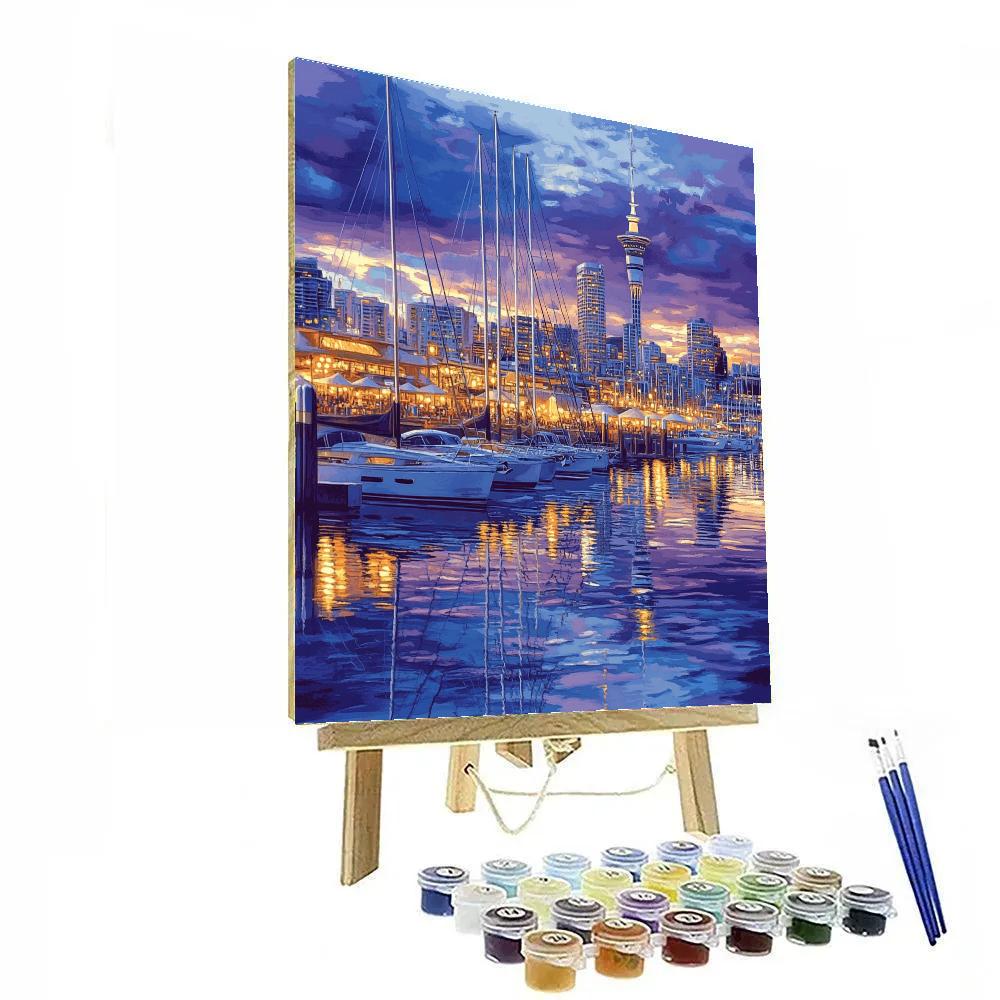 Auckland Viaduct Harbour Twilight New Zealand Numbered painting kits