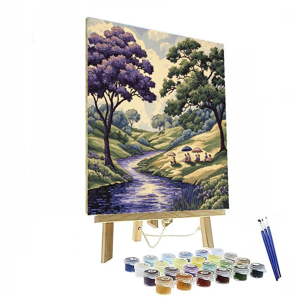 Seurat Inspired Sunday Riverbank Number painting