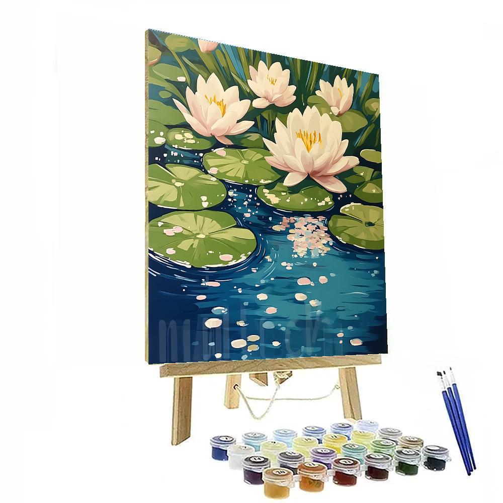 Claude Monet Inspired Sunlit Lilies With Pink Accents Paint by numbers kits