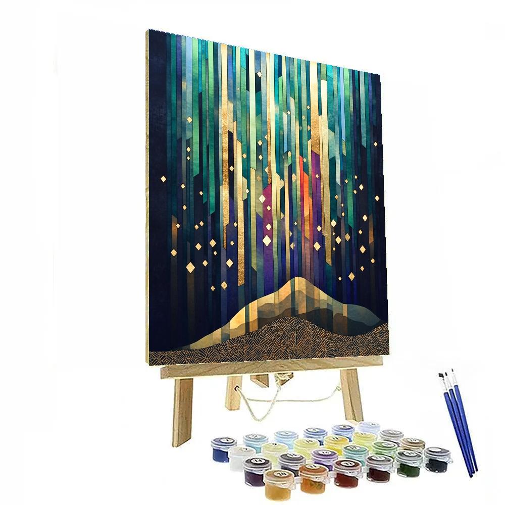 Gustav Klimt Inspired Ornamental Aurora Sky Paint by numbers art