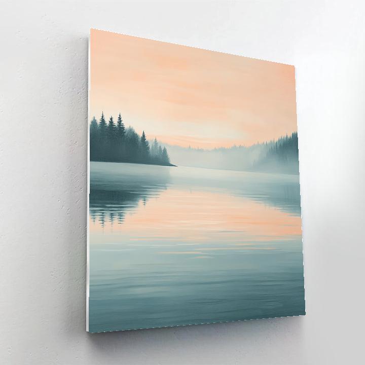 Claude Monet Inspired Mist Over Pale Peach Sky Lake Painting by numbers kit