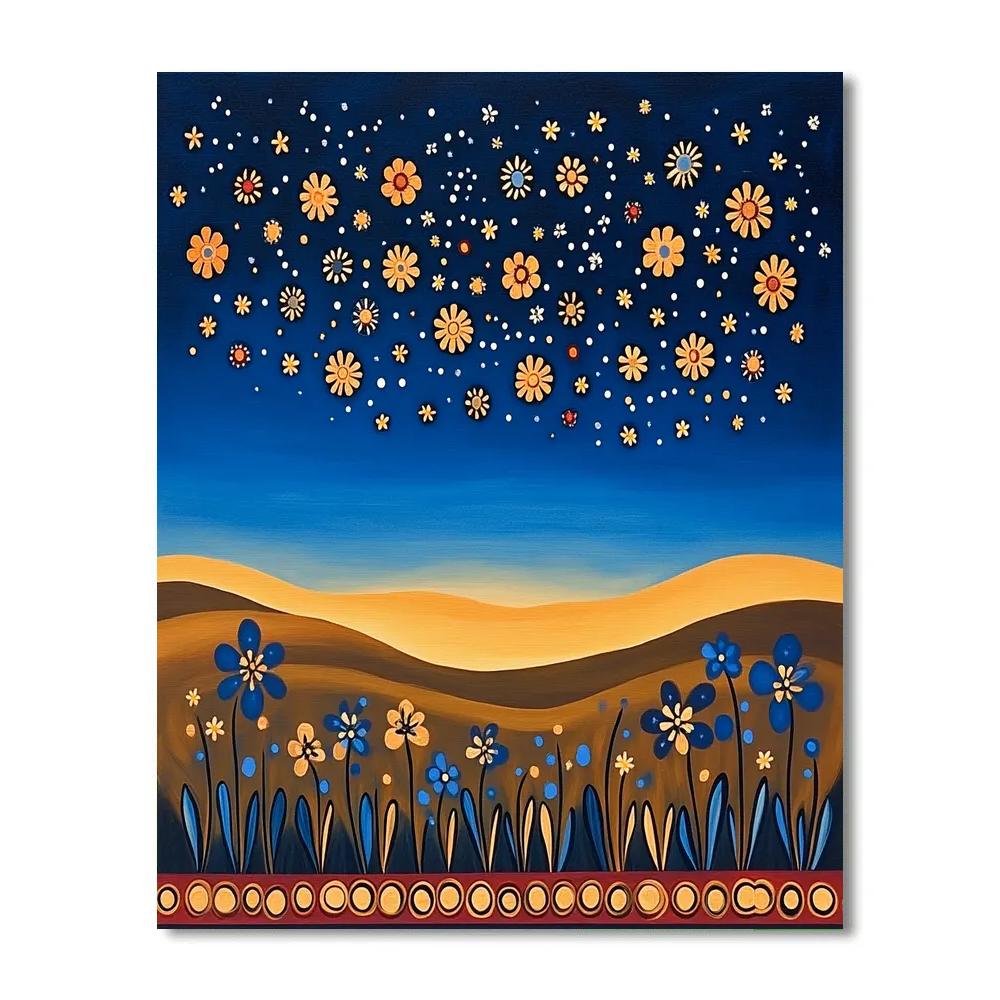 Frida Kahlo Inspired Desert Night Constellation Blossoms painting number kit