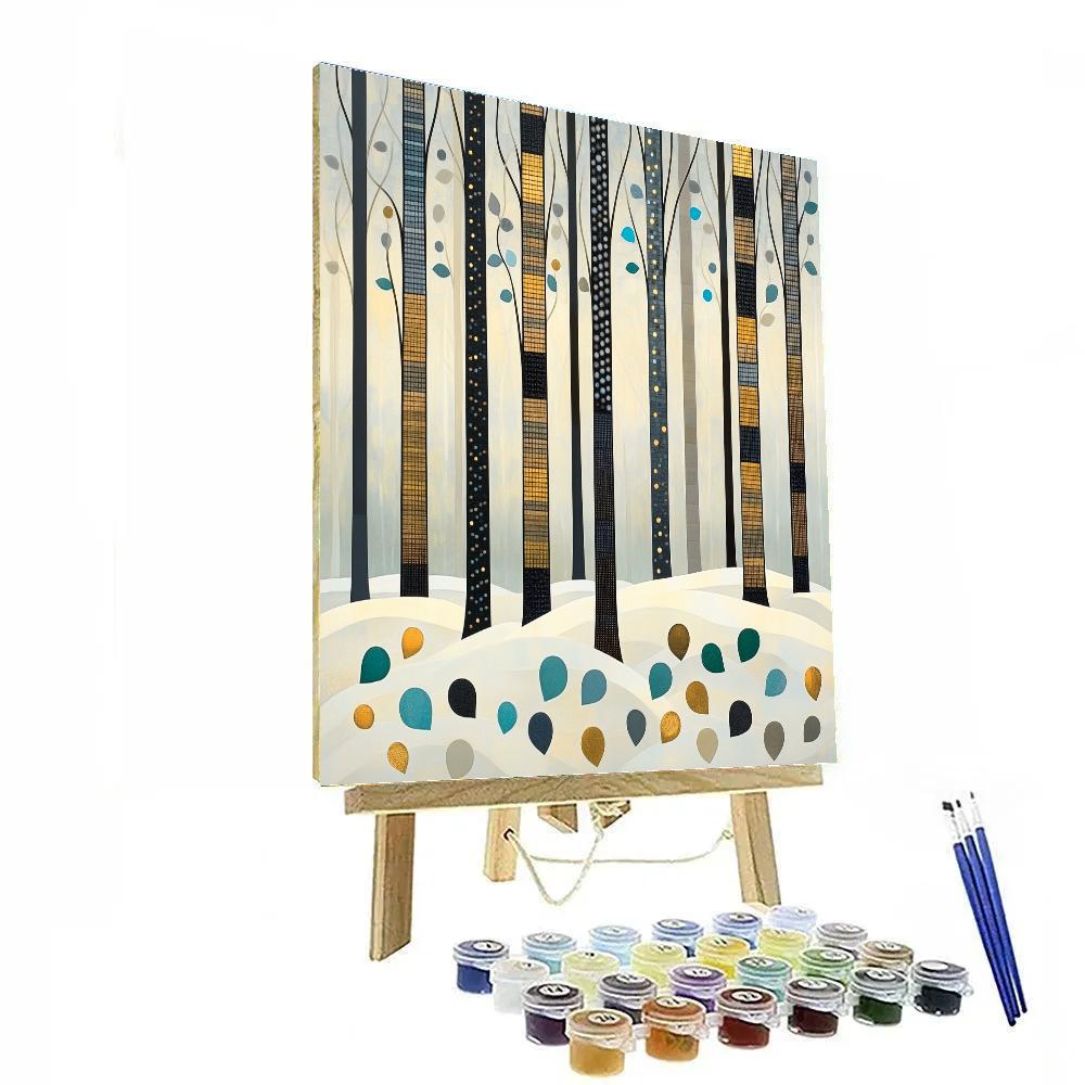 Gustav Klimt Inspired Patterned Winter Grove paint by color