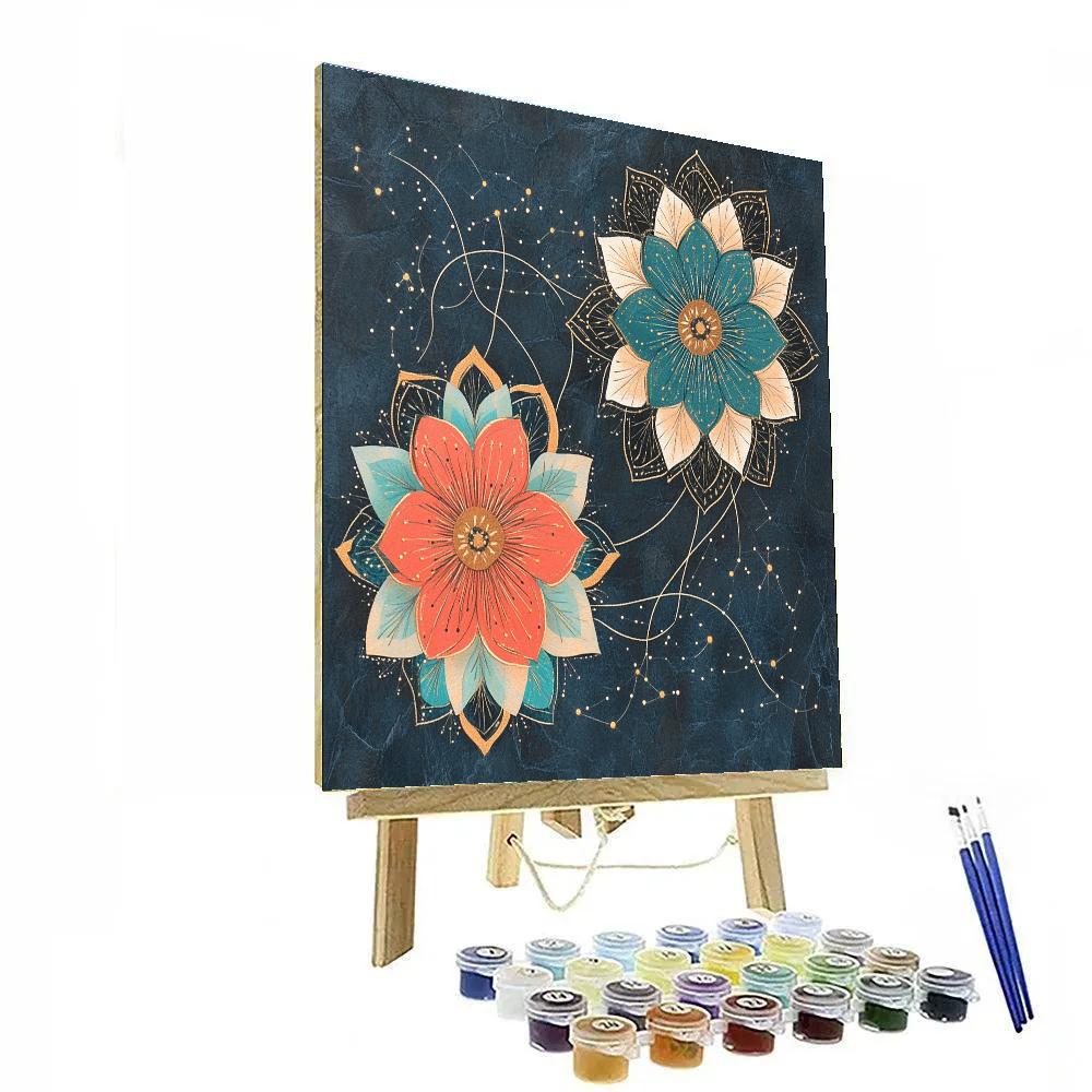 Frida Kahlo Inspired Quantum Entanglement Twin Florals painting number kit