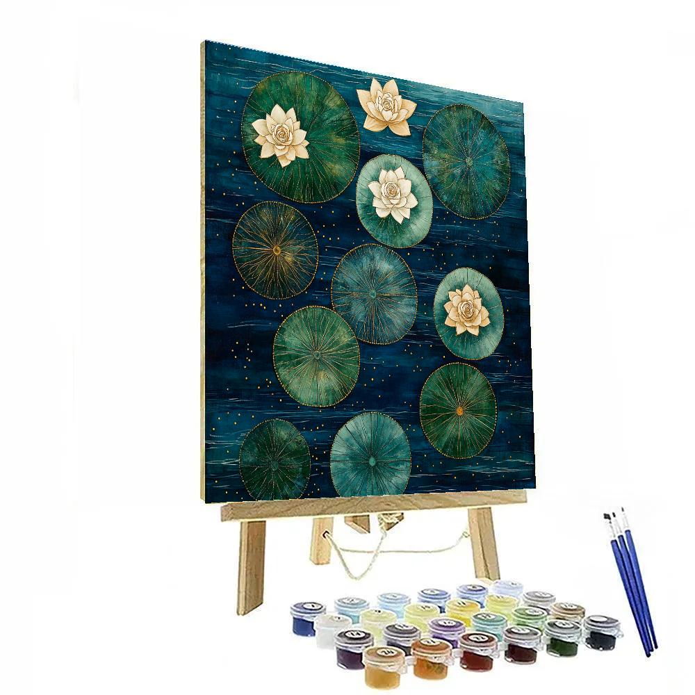 Gustav Klimt Inspired Twilight Lotus Pond Numbered painting kits