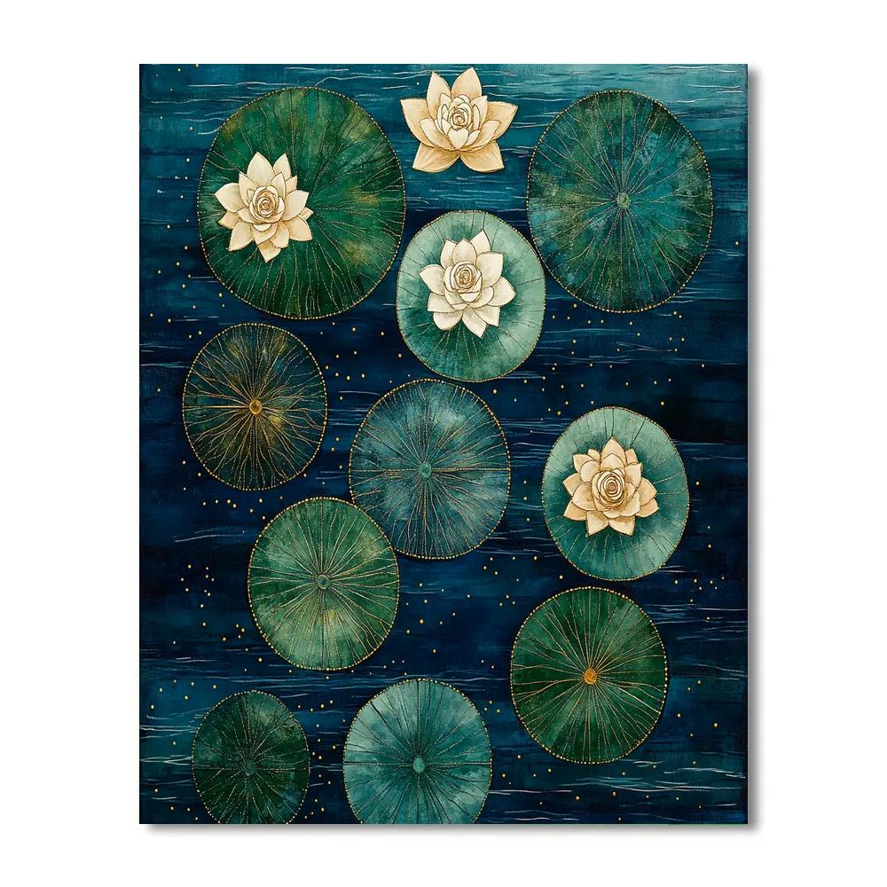 Gustav Klimt Inspired Twilight Lotus Pond Numbered painting kits