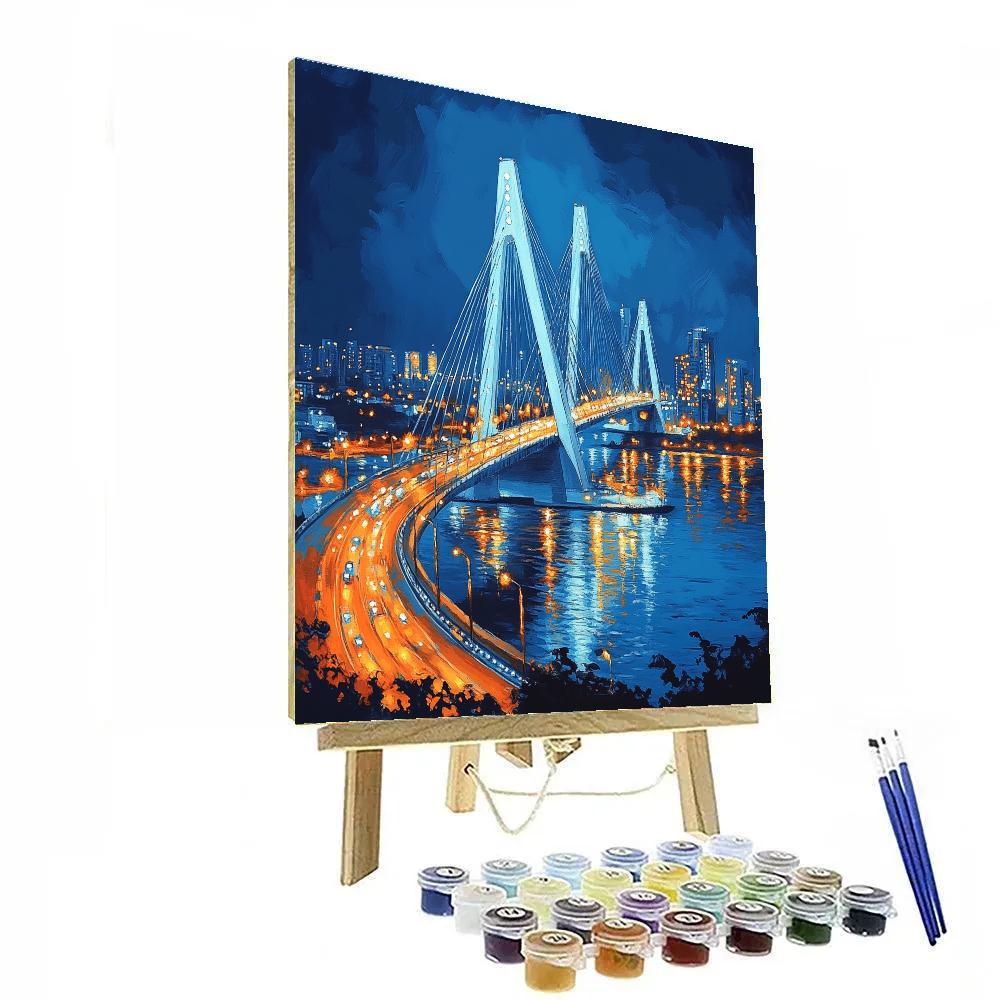 Lagos Lekki Ikoyi Bridge Night Nigeria paint by color
