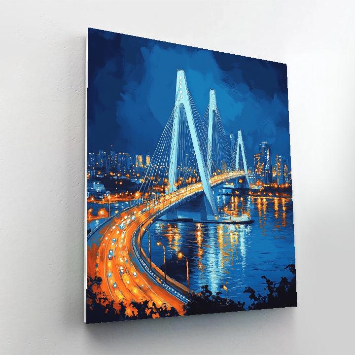 Lagos Lekki Ikoyi Bridge Night Nigeria paint by color