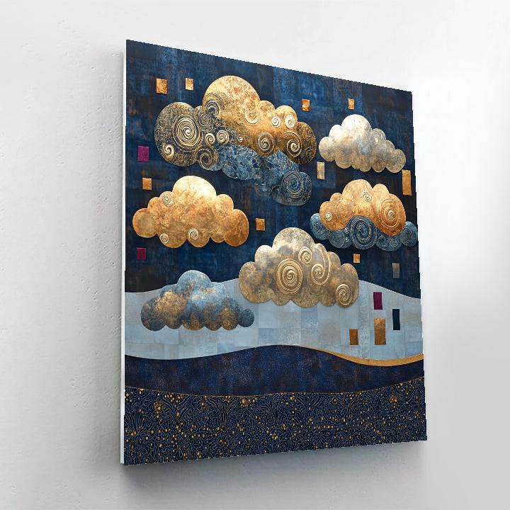 Gustav Klimt Inspired Golden Storm Clouds Numbered painting kits