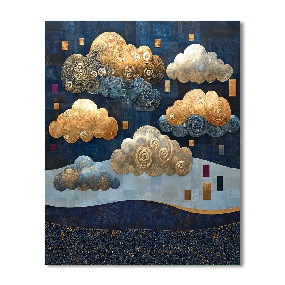 Gustav Klimt Inspired Golden Storm Clouds Numbered painting kits