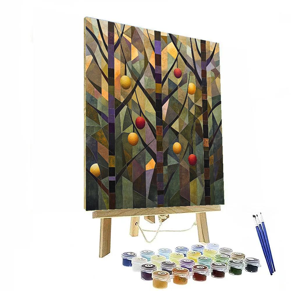 Pablo Picasso Inspired Geometric Orchard At Dusk Numbered painting kits