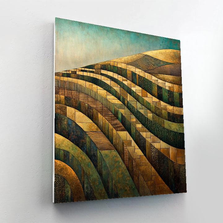 Gustav Klimt Inspired Sunlit Terraced Fields paint by number