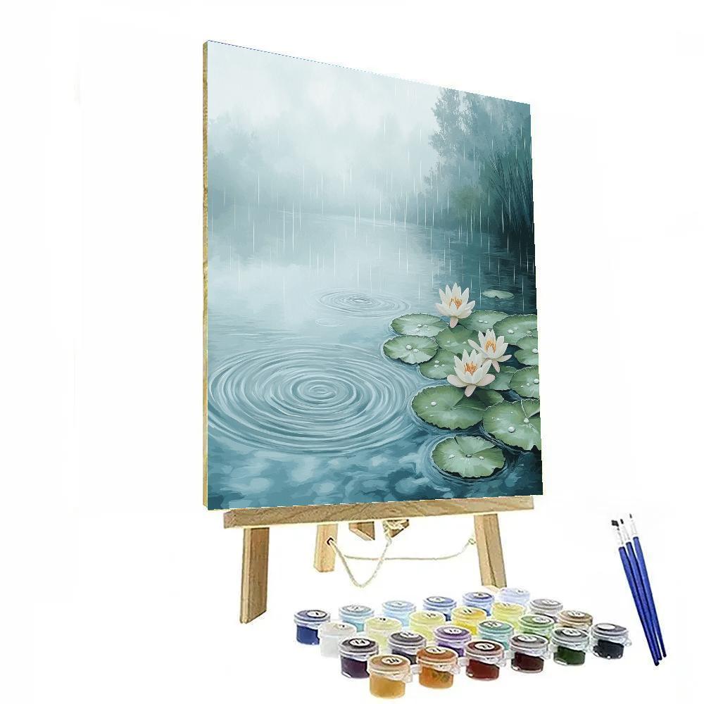 Claude Monet Inspired Spring Rain Over Lily Pond paint by number