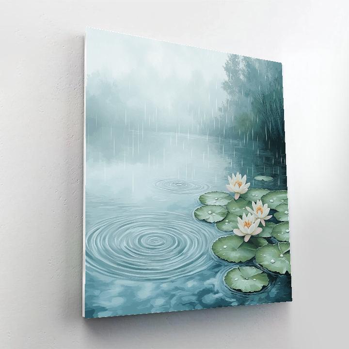 Claude Monet Inspired Spring Rain Over Lily Pond paint by number