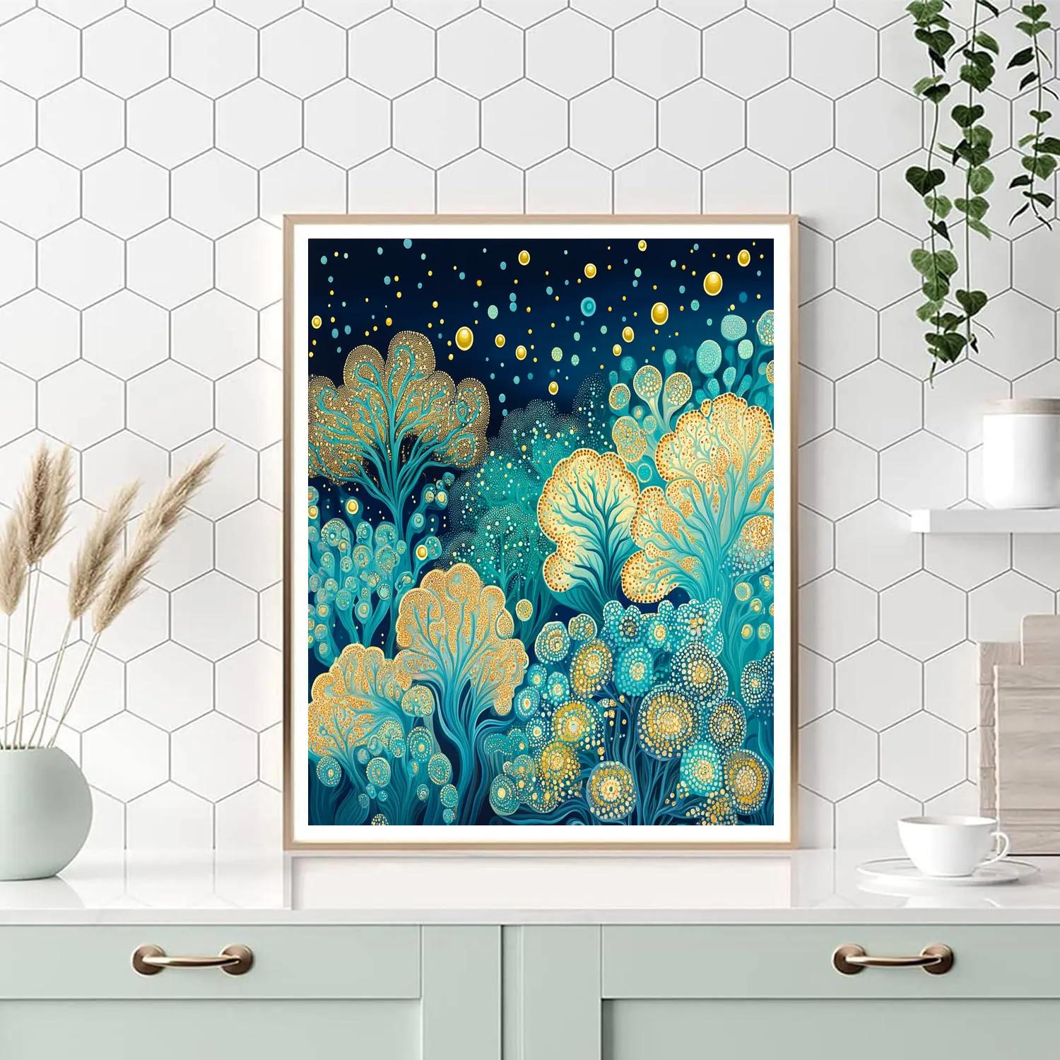 Gustav Klimt Inspired Golden Coral Reef Numbered painting kits