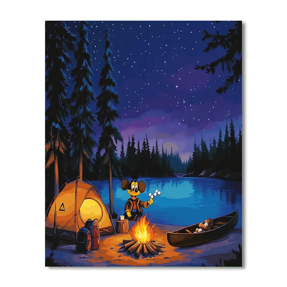 Goofy Lakeside Camping Fun Disney Inspired Painting by numbers kit