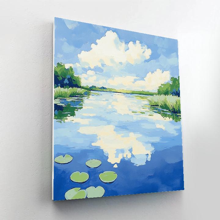 Claude Monet Inspired Summer Sky Reflected In Quiet Pond DIY paint by numbers