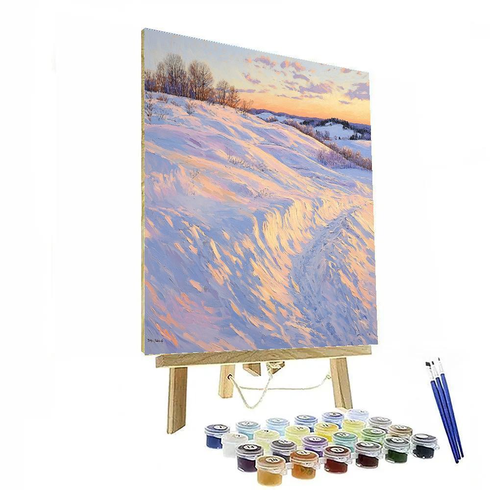 Claude Monet Inspired Violet Shadow Snowbanks At Sunset Painting by numbers kit