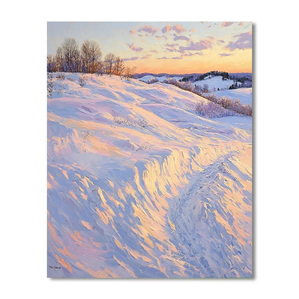 Claude Monet Inspired Violet Shadow Snowbanks At Sunset Painting by numbers kit