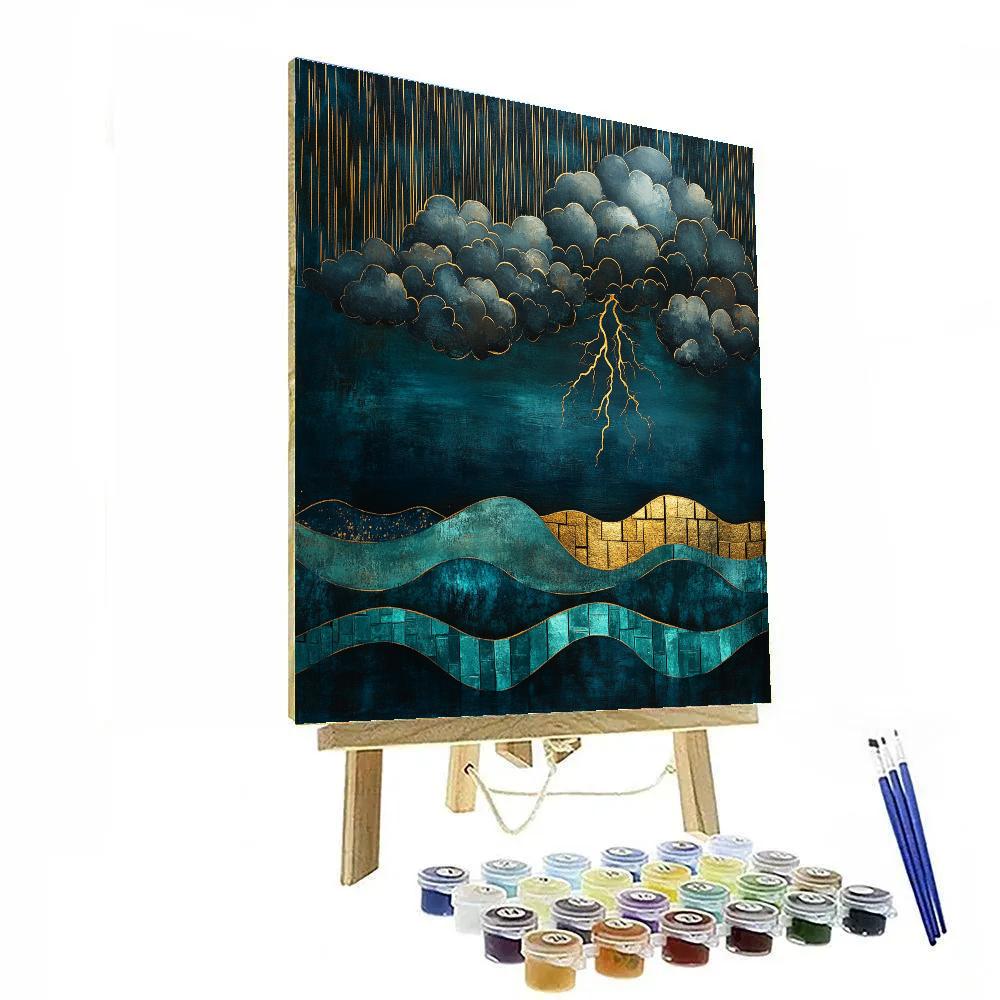 Gustav Klimt Inspired Ornamental Thunderstorm Sea Painting by numbers kit