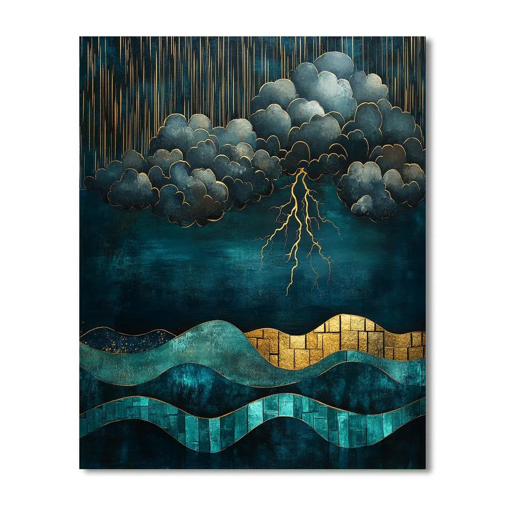 Gustav Klimt Inspired Ornamental Thunderstorm Sea Painting by numbers kit