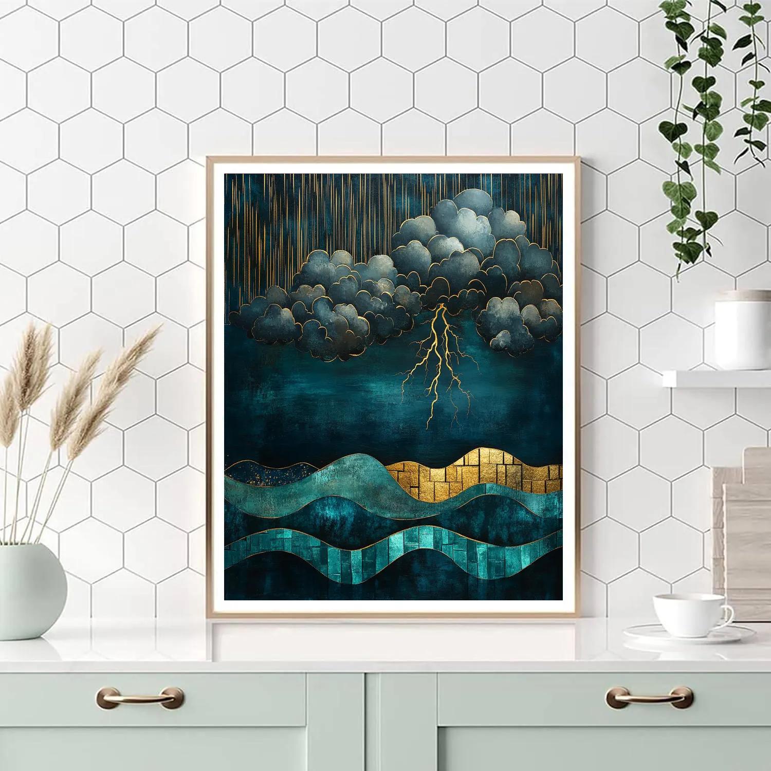 Gustav Klimt Inspired Ornamental Thunderstorm Sea Painting by numbers kit