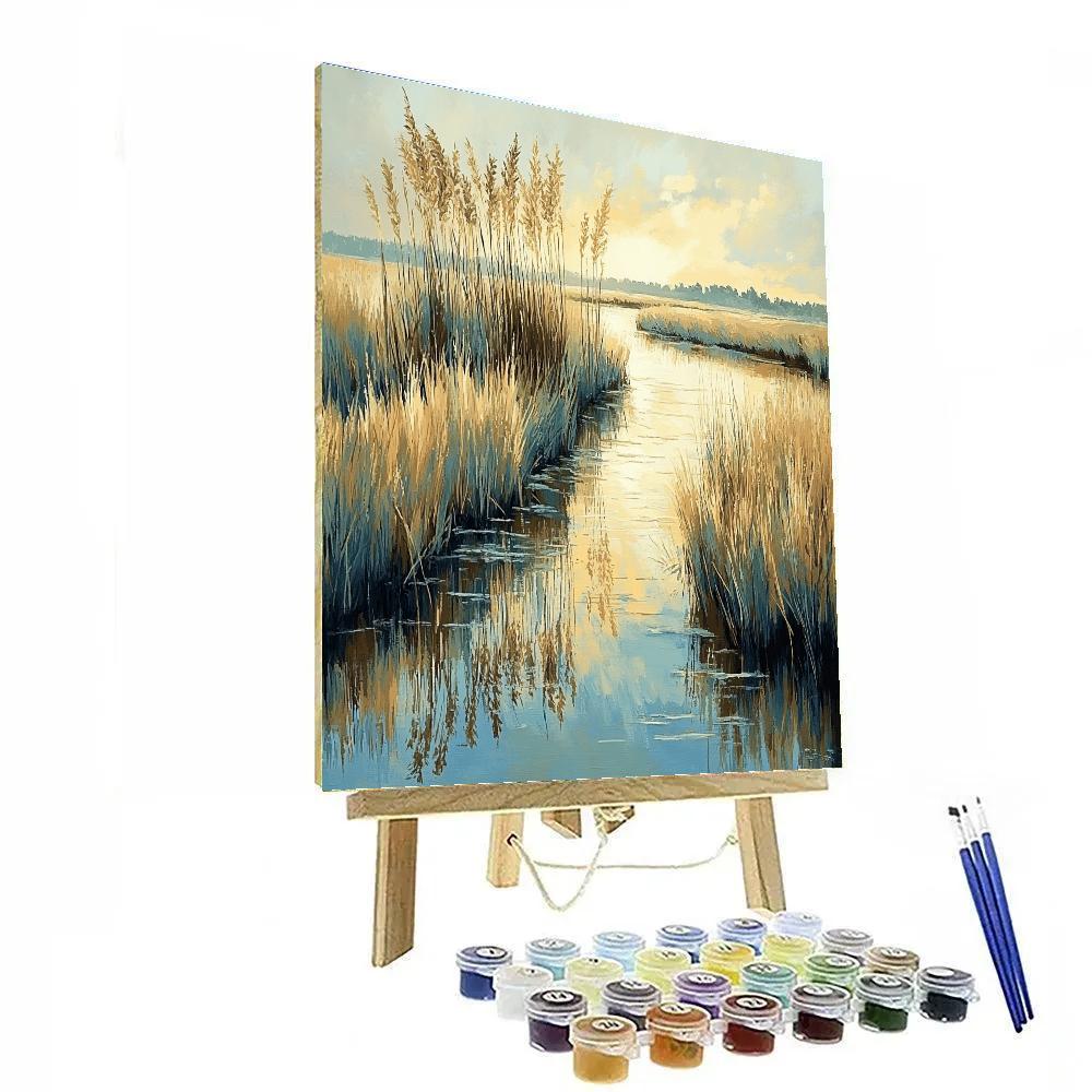 Claude Monet Inspired Marsh Reeds In Late Afternoon Light Paint by numbers art
