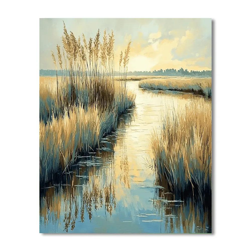 Claude Monet Inspired Marsh Reeds In Late Afternoon Light Paint by numbers art