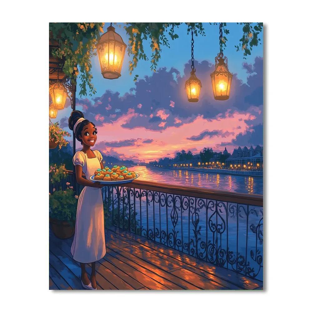 Tiana Riverside Cafe Dream Disney Inspired Number painting