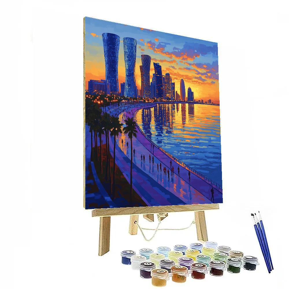 Doha West Bay Corniche Skyline Qatar painting number kit
