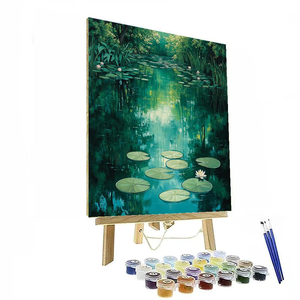 Claude Monet Inspired Garden Reflections In Emerald Water Numbered painting kits