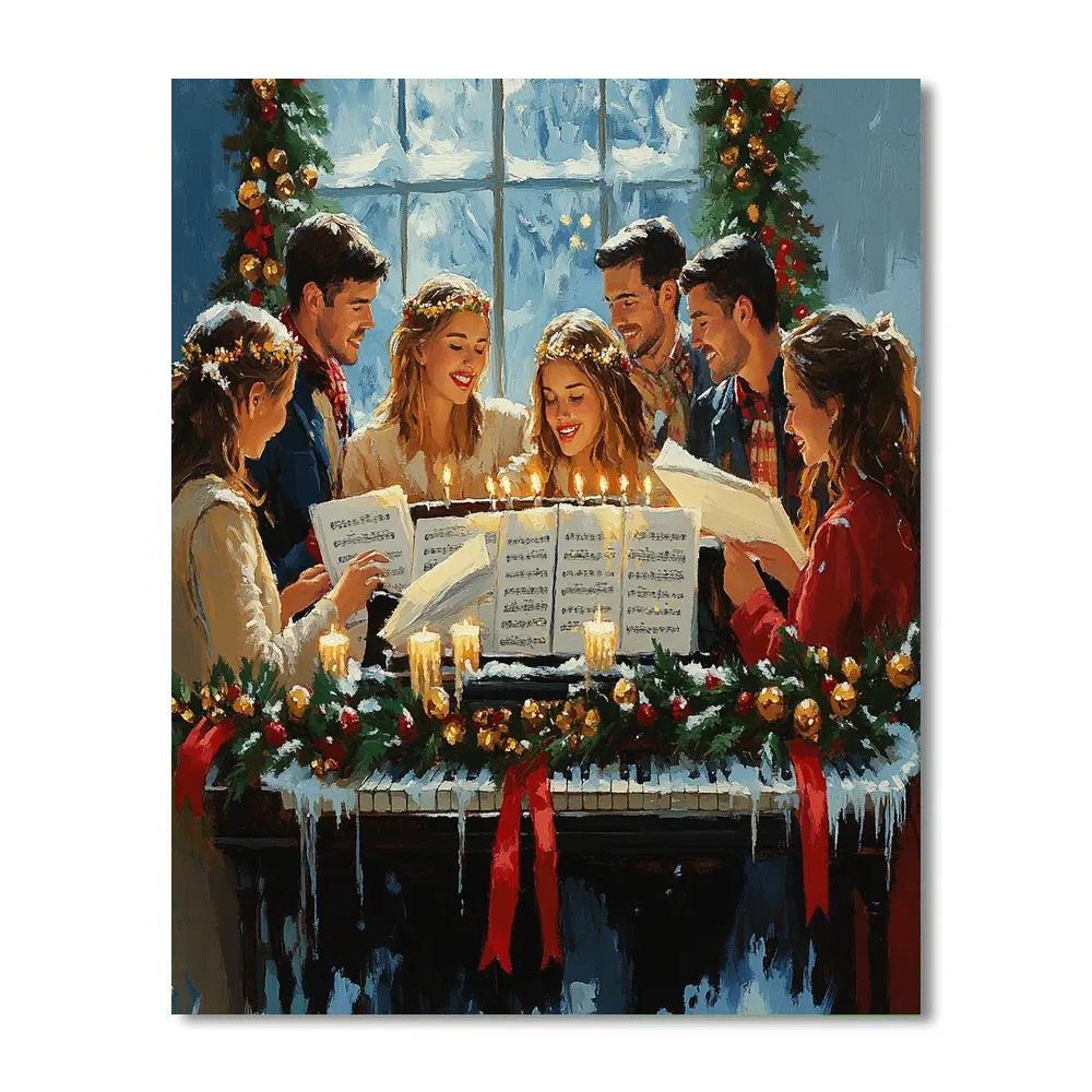 Garlanded Piano Carol DIY paint by numbers