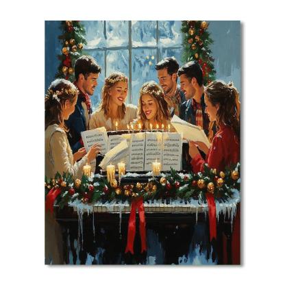 Garlanded Piano Carol DIY paint by numbers