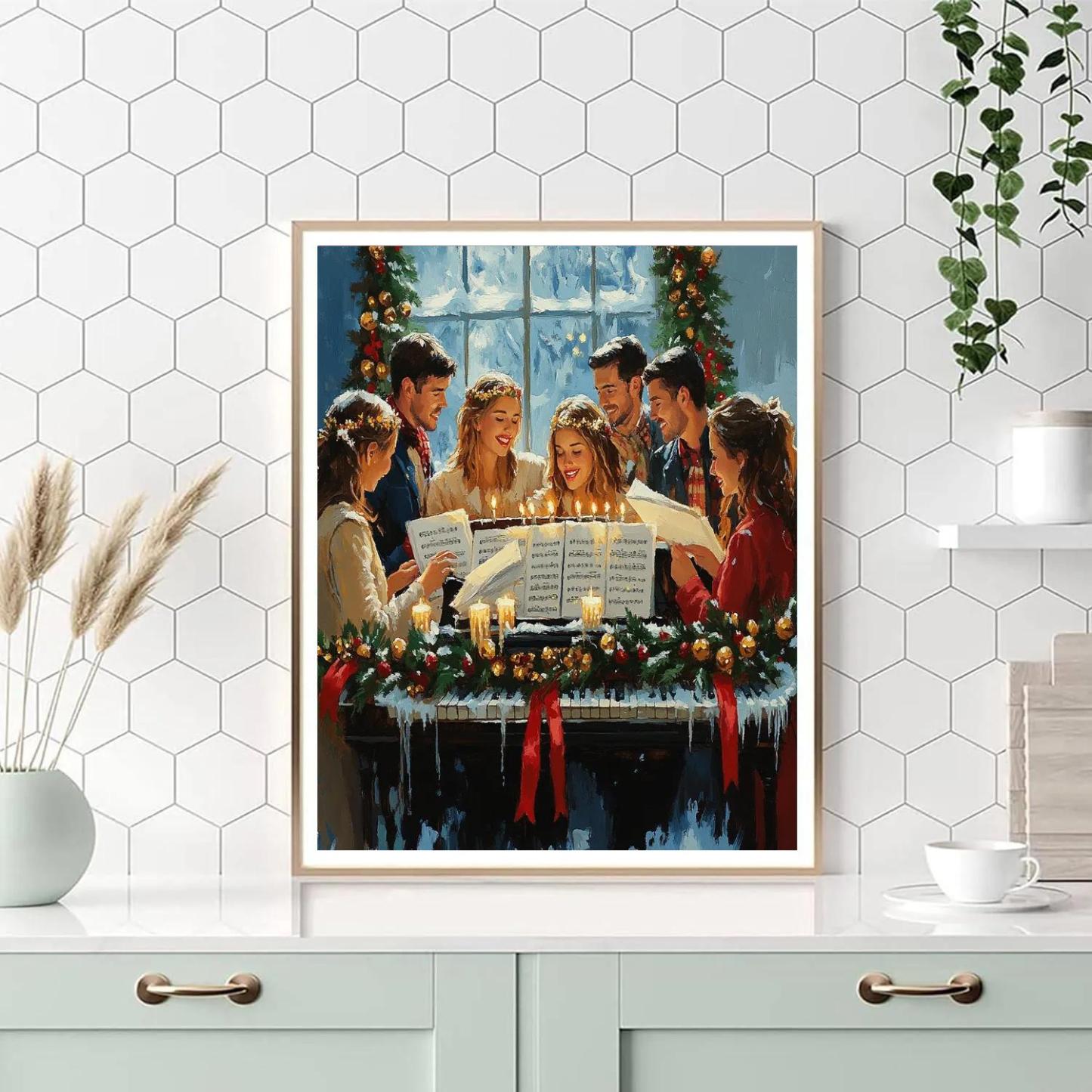 Garlanded Piano Carol DIY paint by numbers