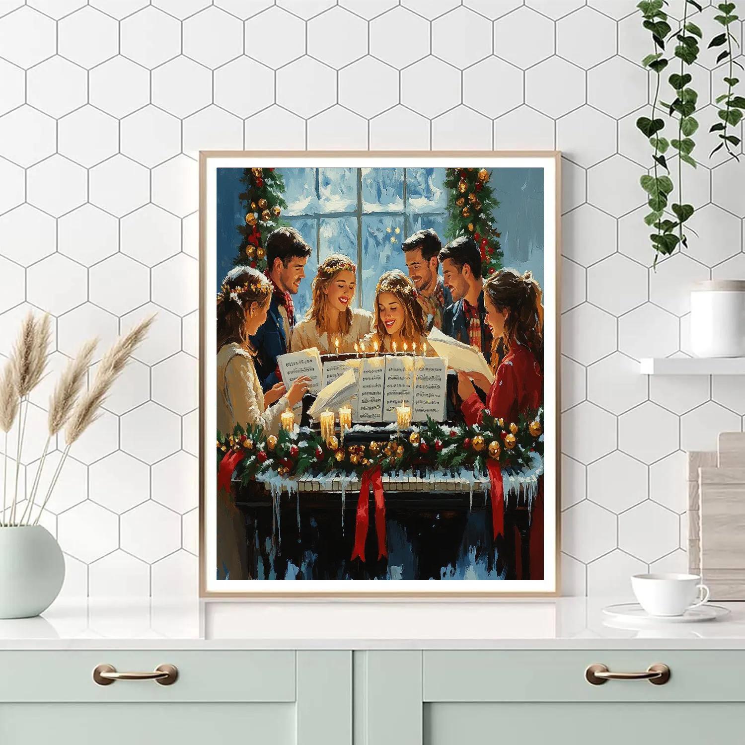 Garlanded Piano Carol DIY paint by numbers