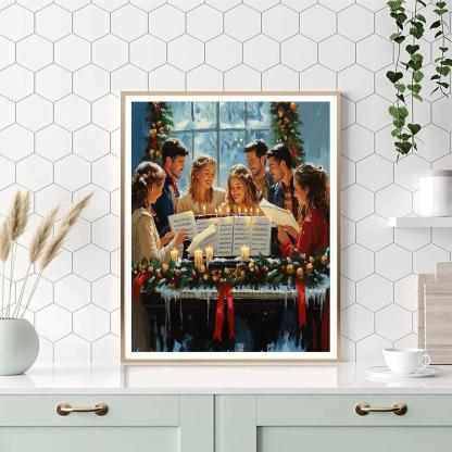 Garlanded Piano Carol DIY paint by numbers