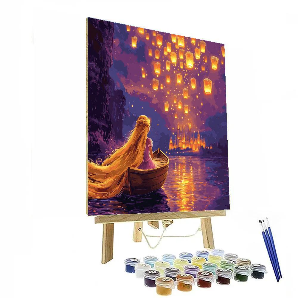 Rapunzel Lantern Sky Wishes Disney Inspired painting number kit