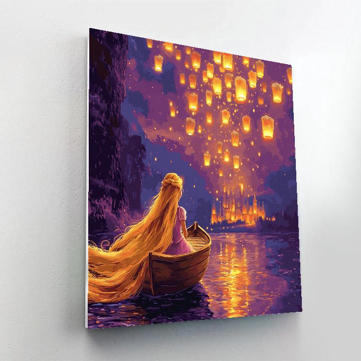 Rapunzel Lantern Sky Wishes Disney Inspired painting number kit