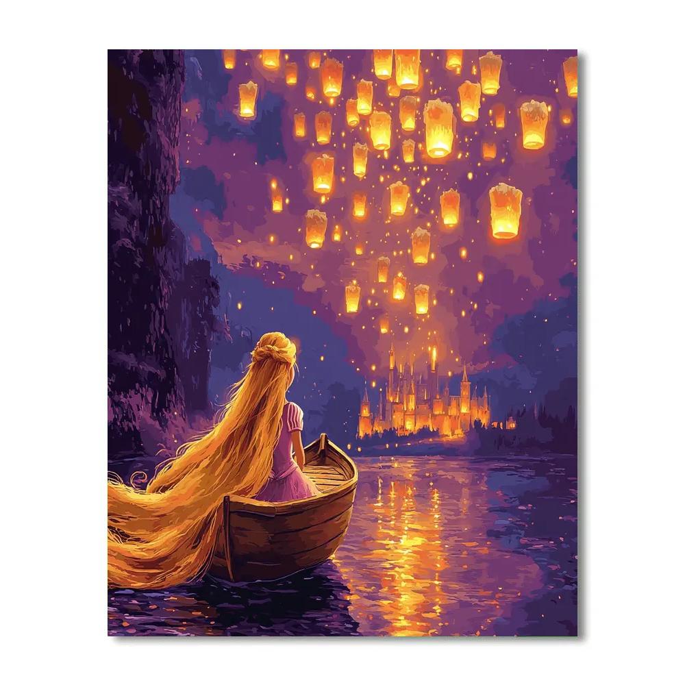Rapunzel Lantern Sky Wishes Disney Inspired painting number kit