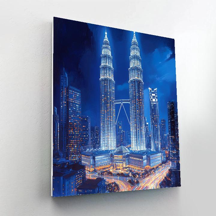 Kuala Lumpur Petronas Towers Night Malaysia paint by numbers