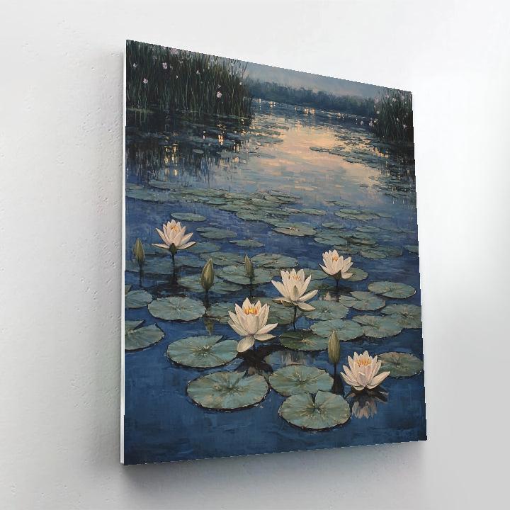 Claude Monet Inspired Cool Evening Over Waterlily Basin paint by numbers
