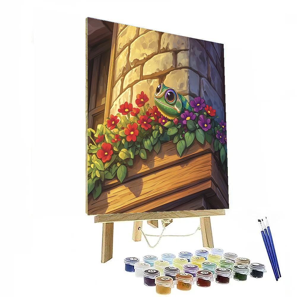 Pascal In The Window Flower Box Disney Inspired Paint by numbers kits