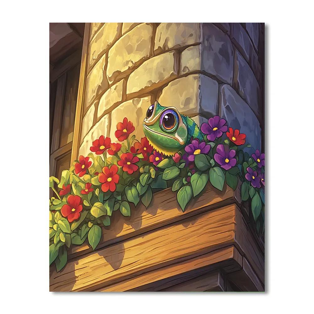 Pascal In The Window Flower Box Disney Inspired Paint by numbers kits